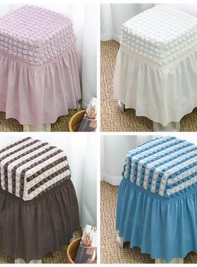 弹性万能长凳套圆形方形万能铁塑料草墩花边梳妆台座位套