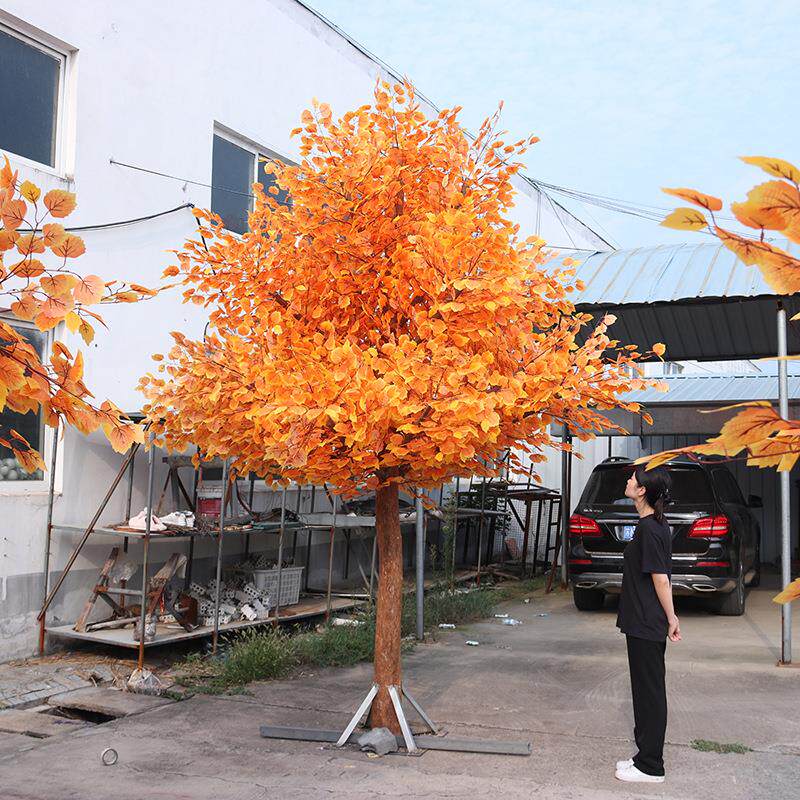 仿真胡杨树假胡杨树秋季桦树黄色造景树庭院商场仿真绿植装饰假树