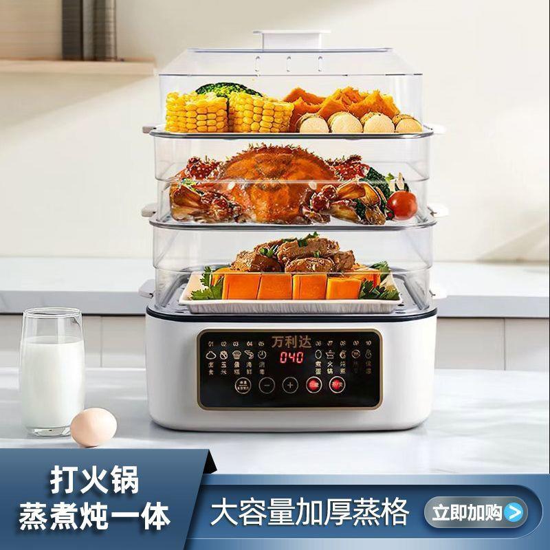 电蒸锅多功能家用三层新款蒸笼多层蒸煮一体大容量源工厂一件