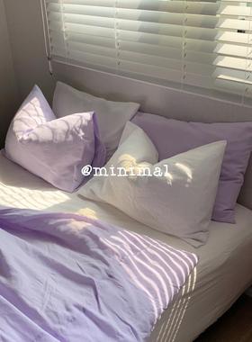 高档Miniml 织Concept 神仙梦幻紫色双拼色棉水洗棉四件套a全被套