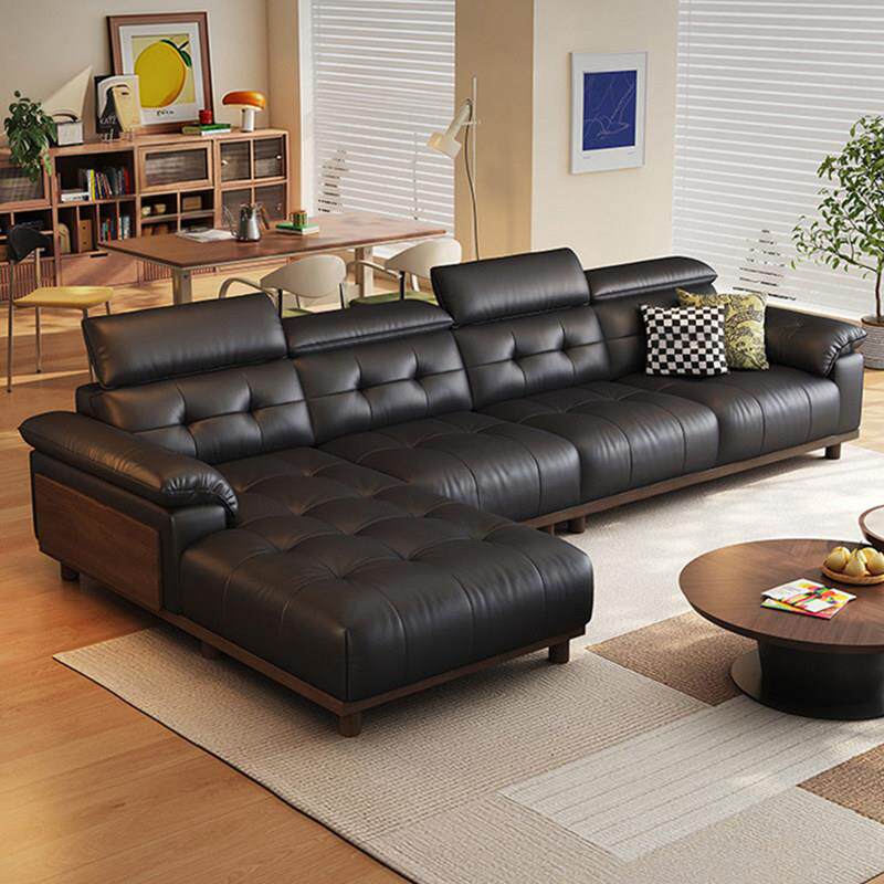 政府补贴富繁真皮沙发中古风客厅实木直排贵妃位2026新款牛皮沙发