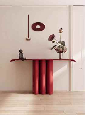 AWT中古计玄关柜现代简约端景储台客厅物红色玄关柜子创意玄关桌