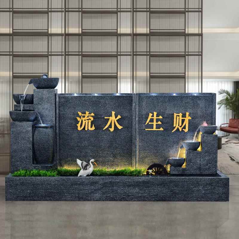 水幕墙假山流水喷泉水景酒店户外流水墙简约装饰别墅庭院摆件