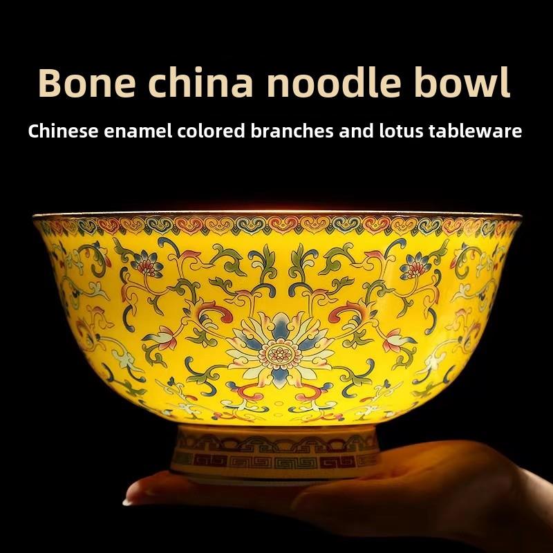 景德镇陶瓷餐具高档金边搪瓷骨瓷防烫家用大瓷碗汤碗