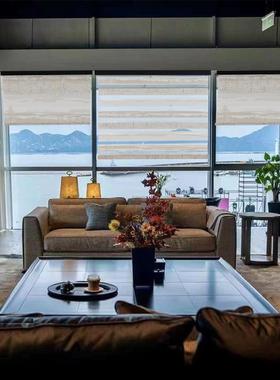 双层卷帘香式格里拉窗帘卷拉办公高遮JMP光窗帘轻光奢立室体调百