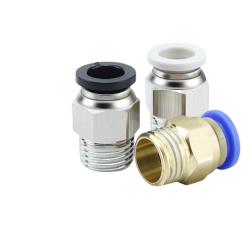 气动快速接头PC8-02快插式铜接头直通弯型外螺纹PC10-02 气管接头