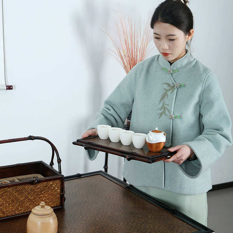 新中式手工竹编筇竹夏梦手提茶箱复古提盒茶室茶具收纳包茶盒提篮