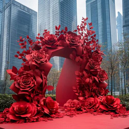 情人节打卡装置制作 户外空间发光雕塑美陈 文旅景观互动道具