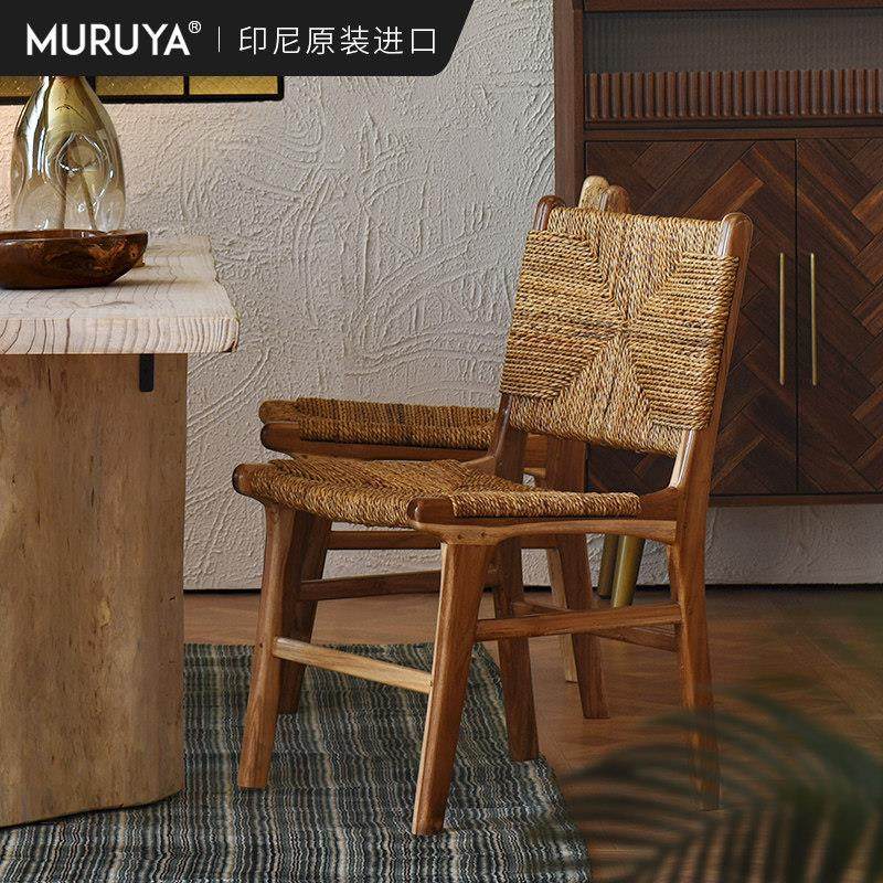 印尼原装进口实木餐椅家用休闲椅诧寂椅子南洋复古藤编蕉麻家具,住宅家具,餐椅,淘宝优惠券,粉丝福利购,淘宝优惠卷