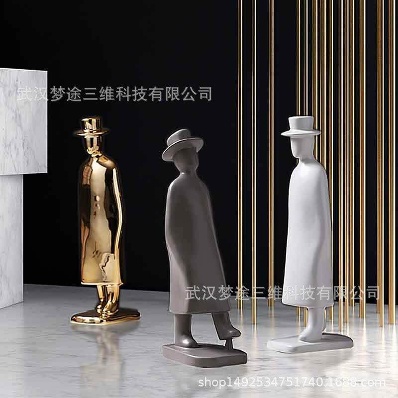 北欧创意树脂工艺品人物摆件家居客厅玄关办公桌摆件酒柜装饰摆设