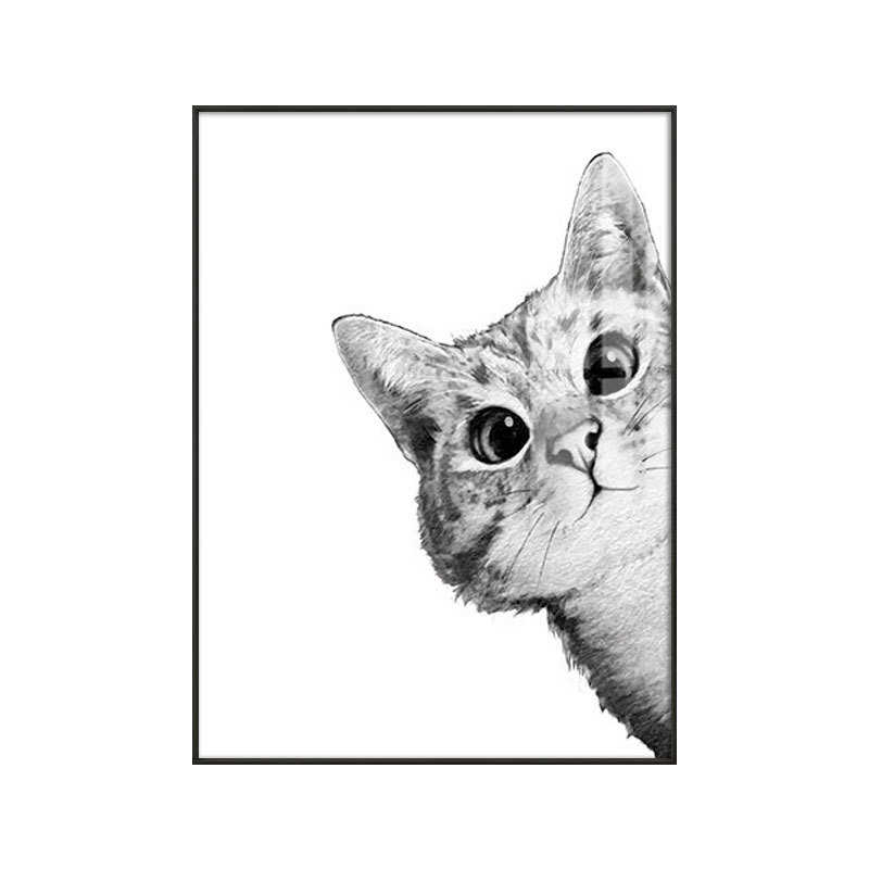 北欧风客厅沙发挂画猫咪创意动物装饰画现代简约餐厅房间床头壁画图片