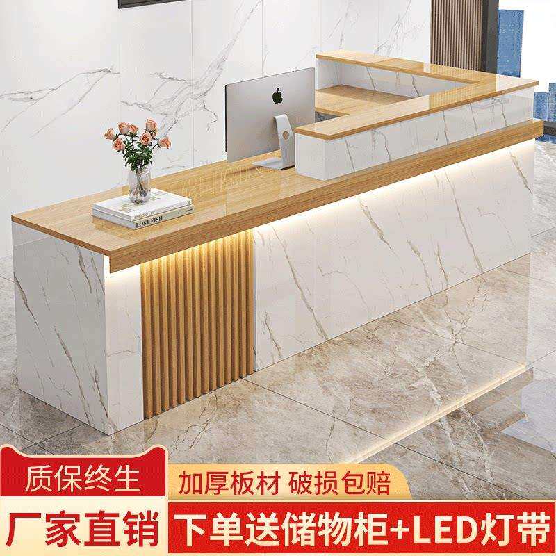 中式用转角吧台收银台公司前服台接待台装店商店办直角拐角铺小型