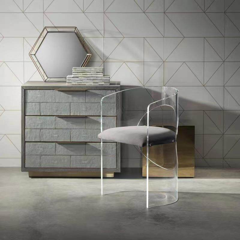 轻奢亚克力透明凳子 简约梳妆凳时尚水晶咖啡吧椅休闲家具靠背椅