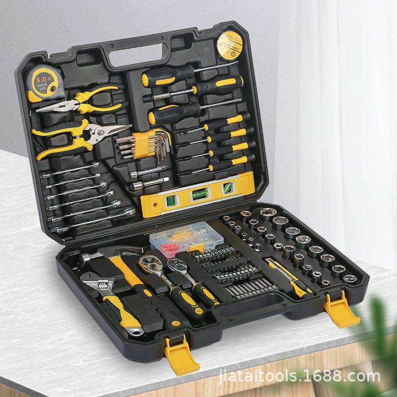 家直销118件家用五金工具组厂合套装工箱木具工工维电JT-8118修爆
