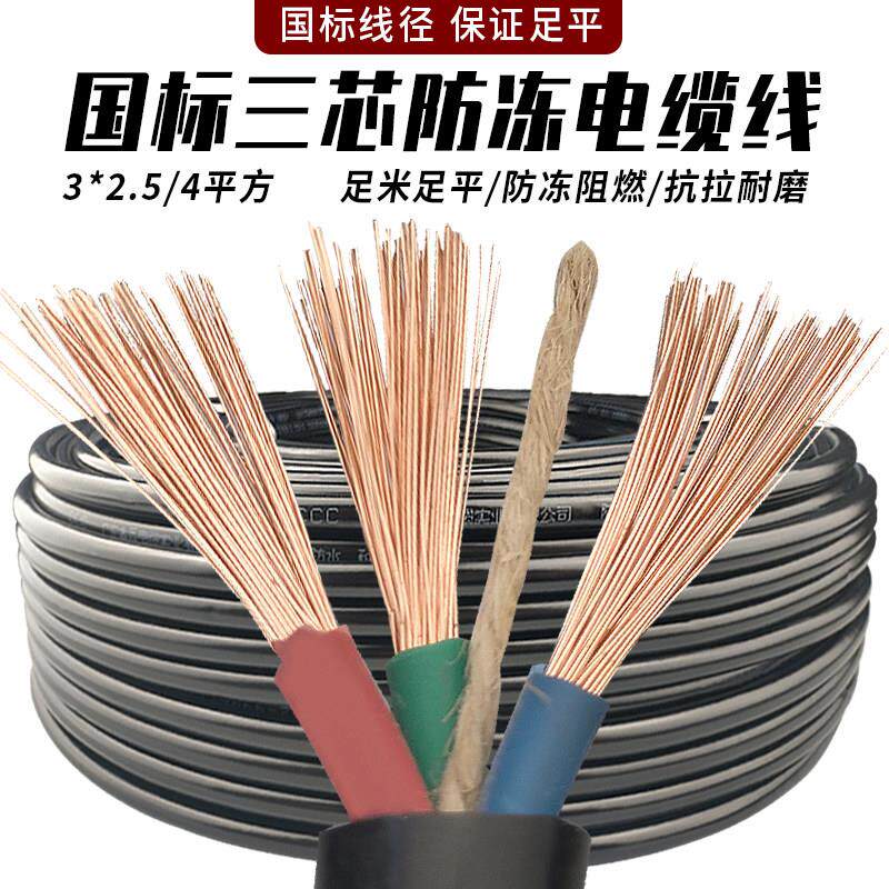 户外防冻牛筋线3芯电缆线电线1.5 2.5 4平方护套软线电源插头带线