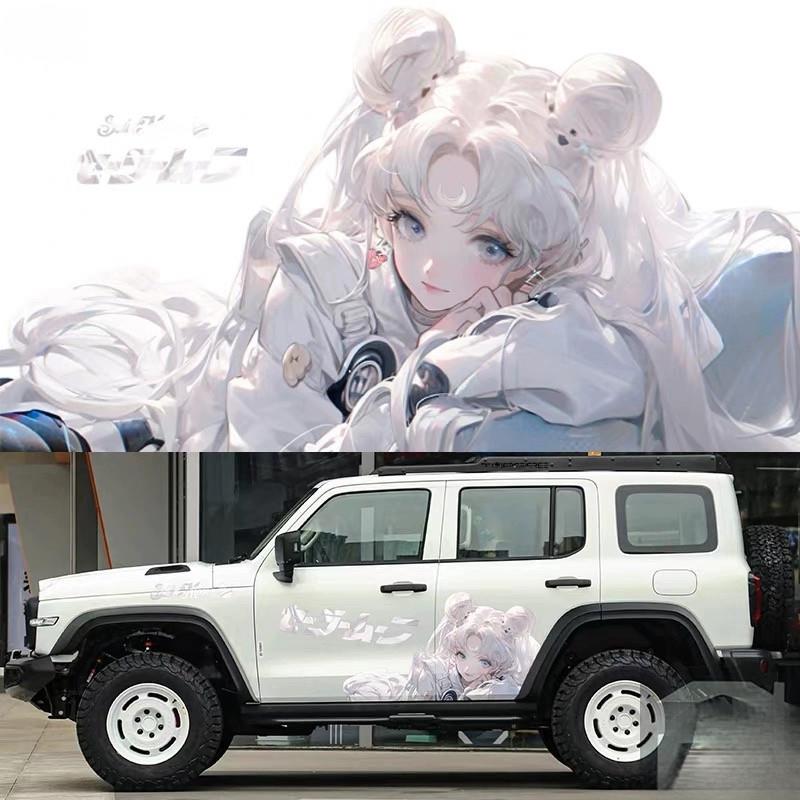 坦克300美少女战士车贴纸拉花二次元汽车遮画痕装饰防水贴画
