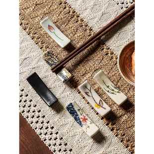 日式家用陶瓷筷子架托筷子垫筷架小筷托筷枕勺子垫架托架筷子托放