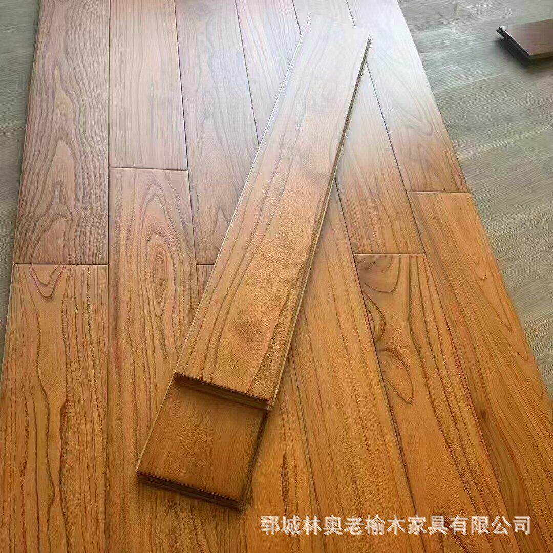 老榆木板材吧台楼梯装饰地板民宿地面拼接板实木板原木家具板门板