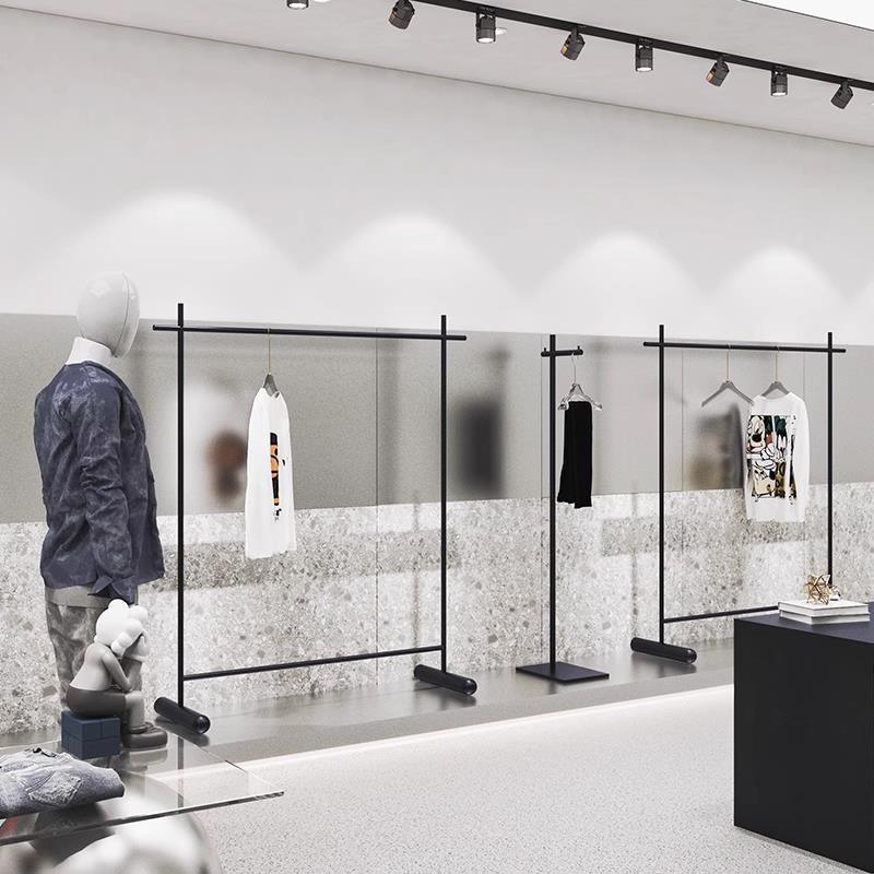服装店展示架铁艺落地式中岛挂衣架男女童装店货架陈列道具挂衣杆