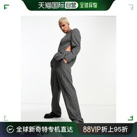 香港直邮潮奢asos男士设计阔腿条纹西装裤(黑色，白色)