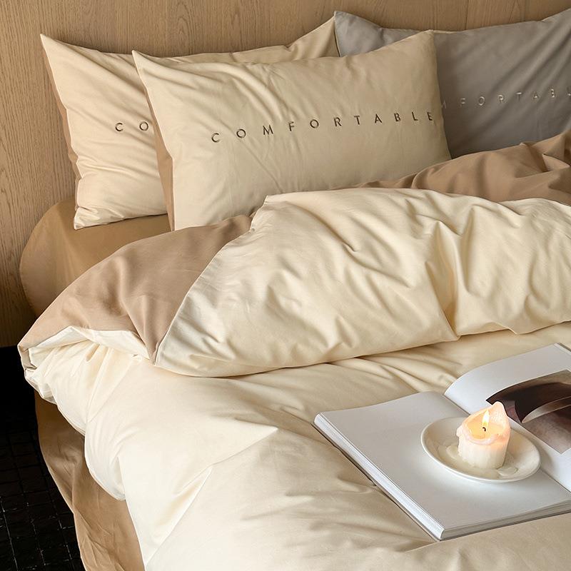 100S全棉长绒棉磨毛四件套纯棉秋冬加厚床单被套三件套床笠床品