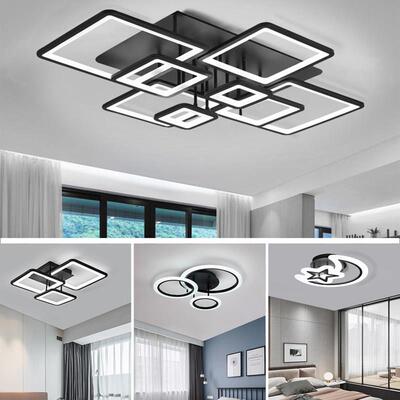 LED吸顶灯2023年新款客厅客厅灯卧室黑色灯具立体现代简约铁艺语