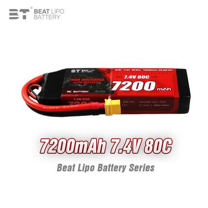 BT倍特RC车电7200mah 80C 7.4V/2S/模型车专用电池