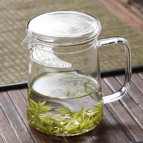 月牙过滤茶杯茶水分离泡茶公道杯加厚大一体分茶公杯茶壶玻璃茶具