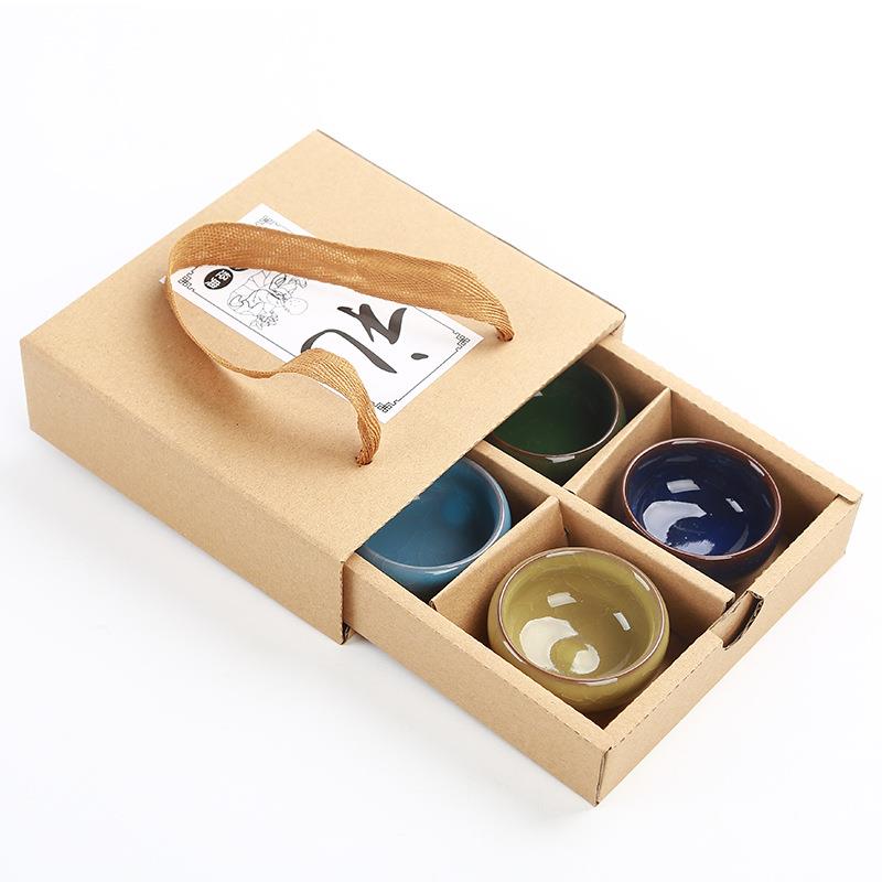 冰裂茶杯杯套4装加印l茶ogo功夫陶瓷创意公冰裂013司活动礼具品