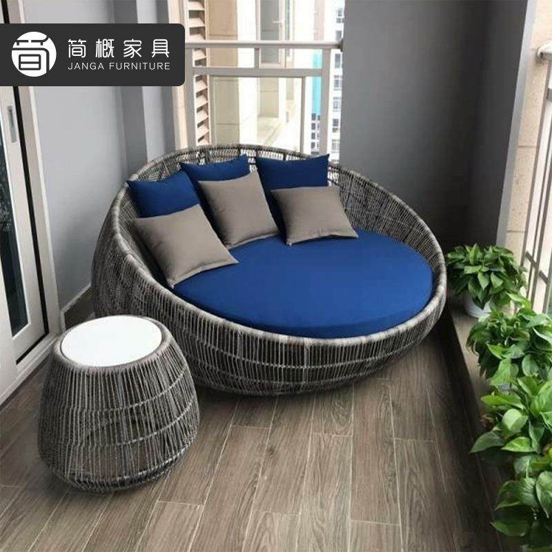 户外别墅花园藤编发酒店露台躺藤沙休闲酒店民宿泳827池圆沙床发,住宅家具,户外沙发,淘宝优惠券,粉丝福利购,淘宝优惠卷