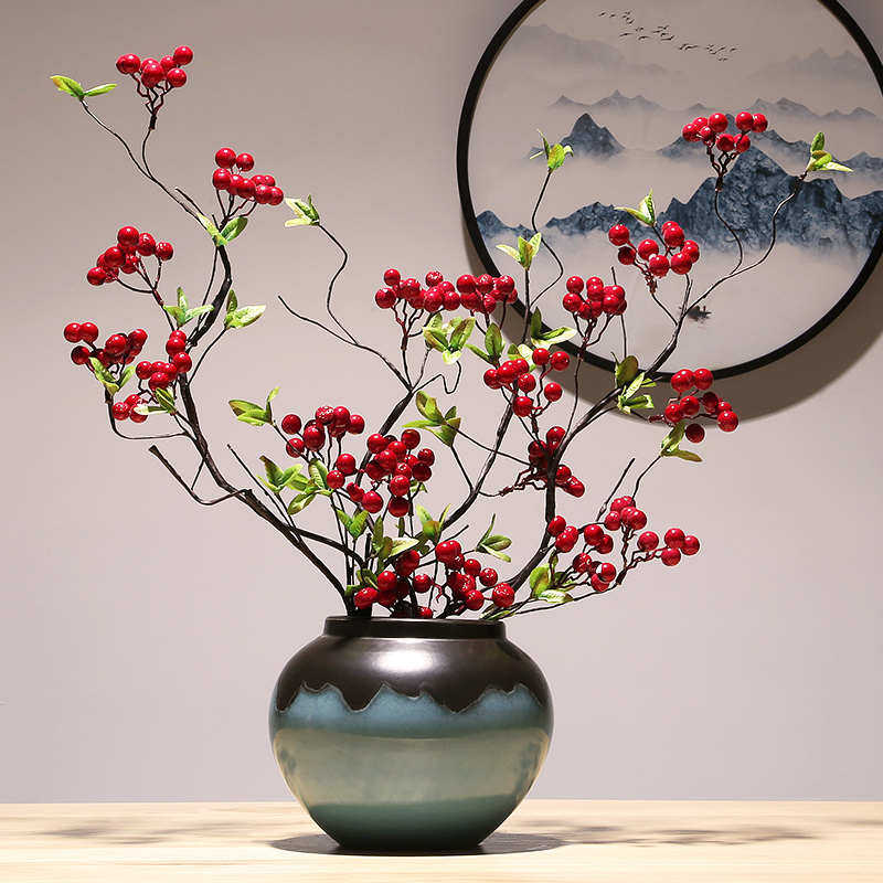 现代新中式陶瓷器花瓶装饰品套装摆件创意玄关电视柜台面摆设花瓶