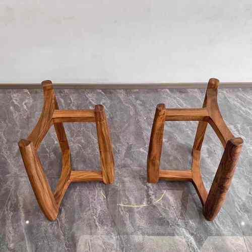 榆木木方圆三脚架桌腿大板实木支架大理石岩板餐桌腿茶台茶桌支撑