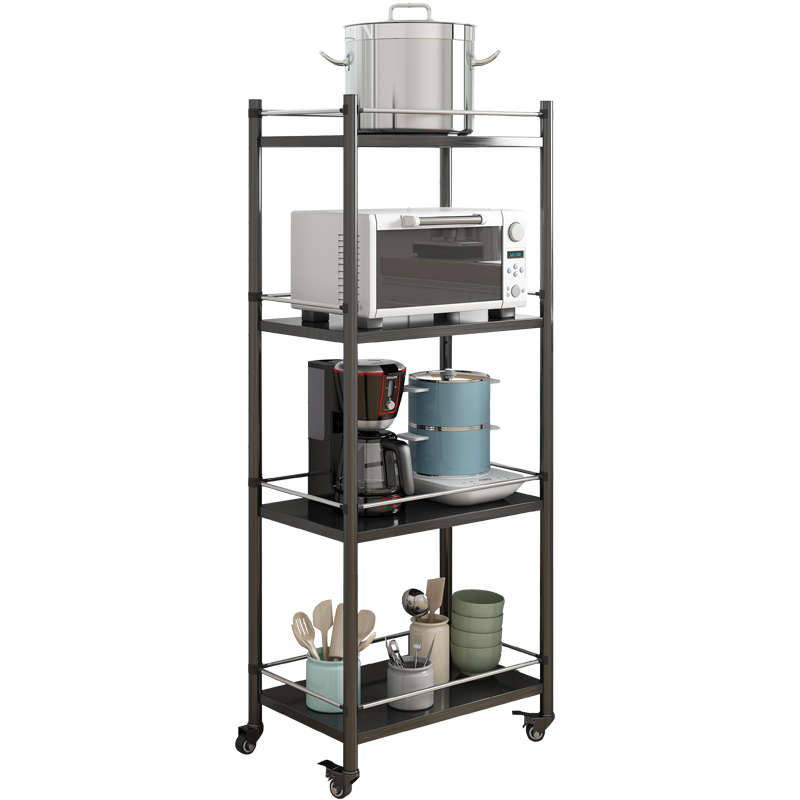 不锈钢厨房夹缝置物架落地多层可移动窄小型冰箱旁侧缝隙收圣之圣