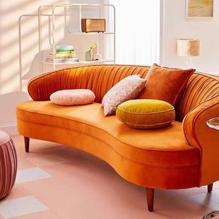 法式 复古丝绒布艺沙发客厅现代简约民宿Vintage风中古风店铺沙发