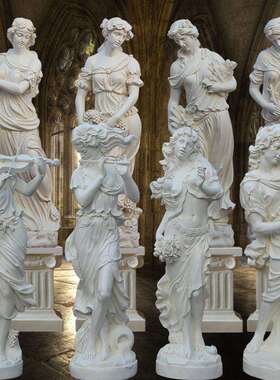 大型玻璃钢音乐人雕塑四季女神天使雕像酒吧餐厅花园迎宾装饰摆件