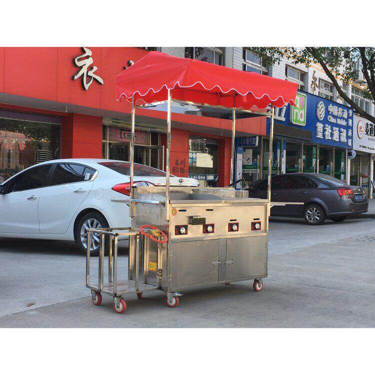 外卖流动路边夜市摆摊炸串水煮串杂粮煎饼锅摆摊扒炉小吃车推车