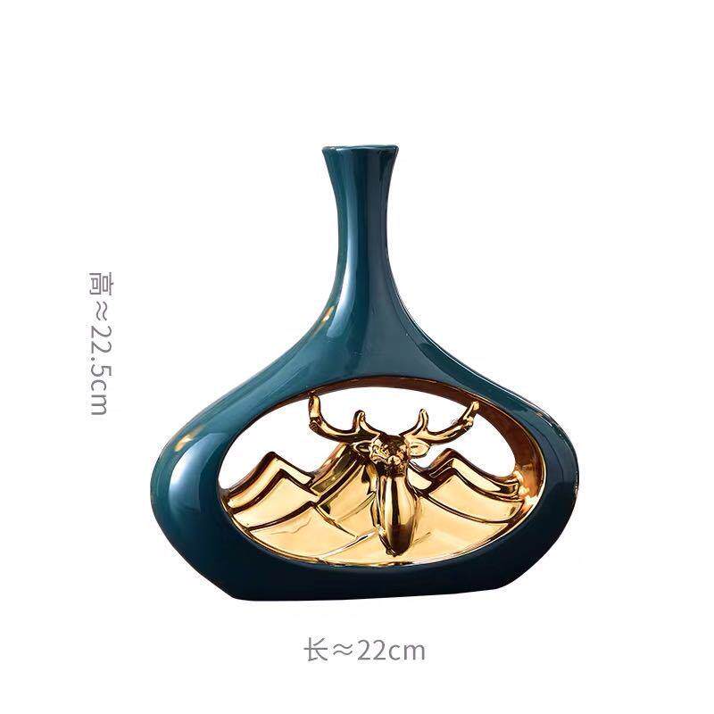 新中式轻奢摆件创意家居装饰品简约客厅玄关花瓶插花干花水培鲜花