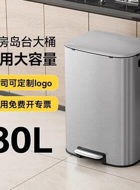 垃圾桶家用2026新款厨房大容量不锈钢客厅高档脚踩带盖静音缓降