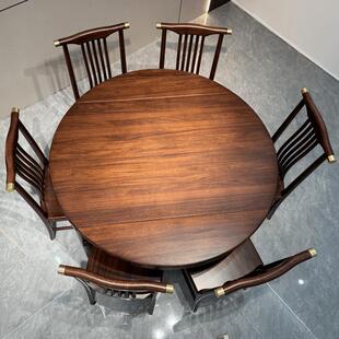 新中餐乌木全实木桌椅家用可伸缩叠方式 WJ681饭桌子家金 圆两用CZ