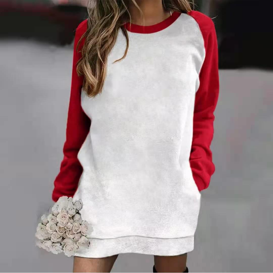 Dress Contrast Long Loose Sweater Color Womens Sleeve