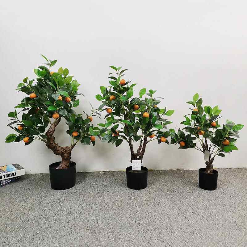 仿真植橘树带摆果盆栽-橘子酒店家居件装饰品人造假树子盆绿景
