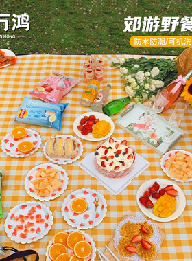 ins风野餐垫春游防潮垫加厚野外野炊户外地垫便携防水郊游野餐布