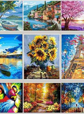Paint By Numbers Handpainted Landscape Oil Painting Drawing