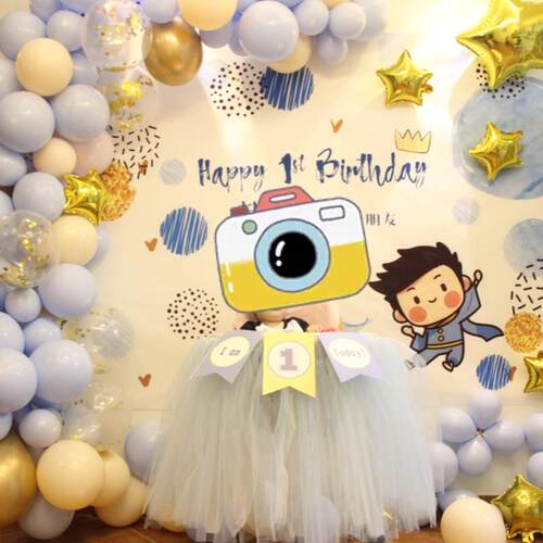 一周岁生日派对餐椅布置纱裙成品甜品台儿童房间装饰tutu纱桌围纱