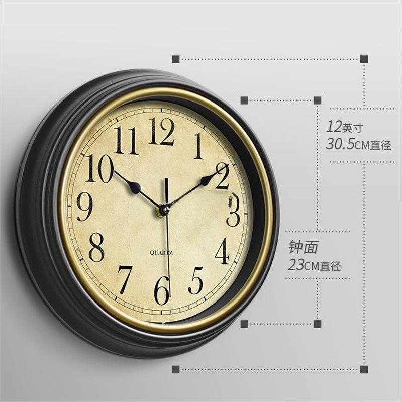 欧式钟表挂客厅挂墙家用美式复古挂钟静音时钟装饰品石英钟免打孔