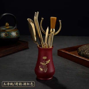 茶道六君子套装功夫茶具配件大全黄铜6君子喝茶泡茶工具茶刀茶夹