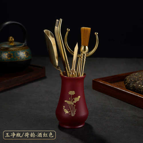 茶道六君子套装功夫茶具配件大全黄铜6君子喝茶泡茶工具茶刀茶夹