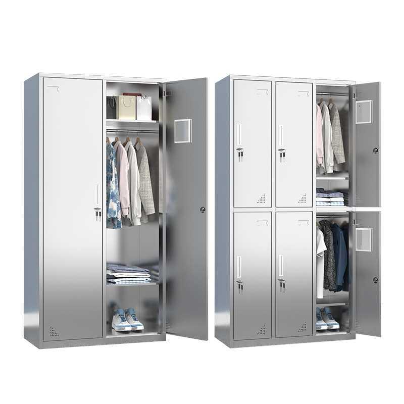 304不锈钢更衣柜带锁员工储物柜无尘净化车间柜子多格换衣柜碗柜