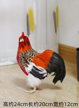 高档彷网真鸡模型家禽大公鸡鸡标本超市美陈招财摆摄影件道具花公