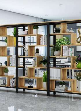 隔断置物架办公屏风书架落地铁艺装饰架花架客厅隔断玄关展示架
